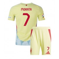 Camisa de Futebol Espanha Alvaro Morata #7 Equipamento Secundário Infantil Europeu 2024 Manga Curta (+ Calças curtas)